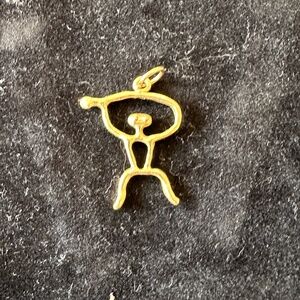 14kt Yellow Gold Custom Pendant of Hawaiian petroglyph paddler
